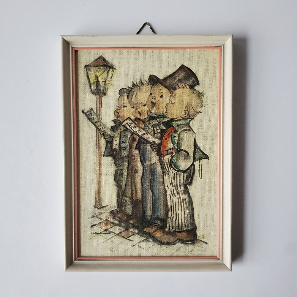 Hummel Vintage Art Print Quartet or 4 Boys Singing a Carol West Germany
